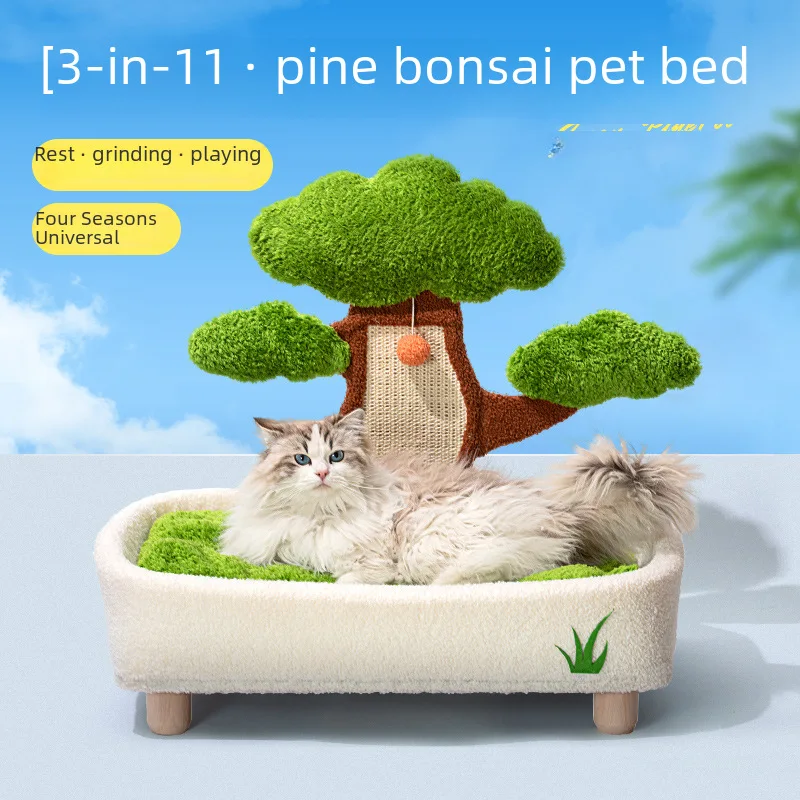 Pine Cat Nest Cat Scratch Board Integrated Four Seasons Universal Wear-resistant Removable and Washable Kennel Winter Warm Cat B