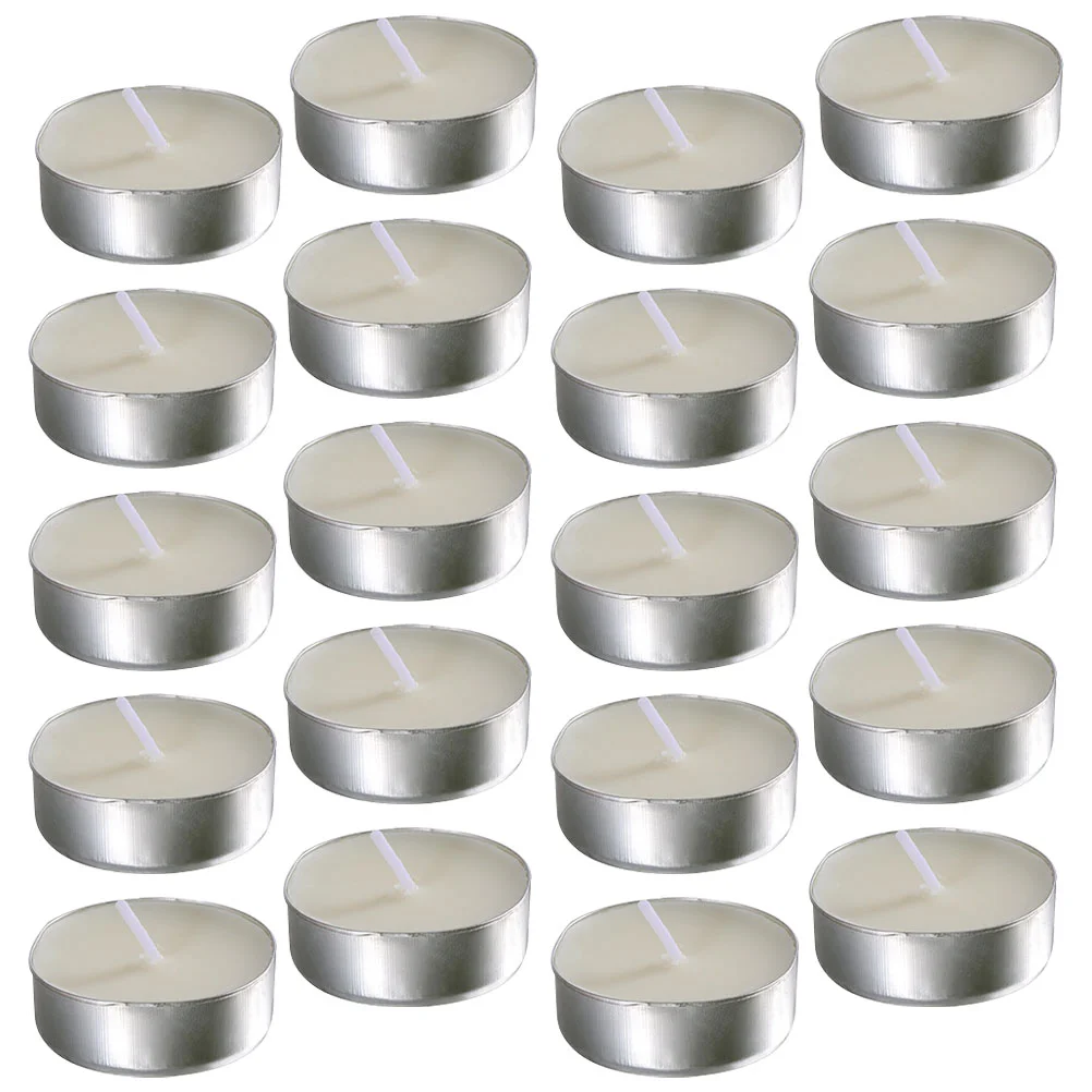 50 Pcs Round Scented Tea Candles Household Romantic Portable Tealight for Wedding Paraffin Mini Travel White