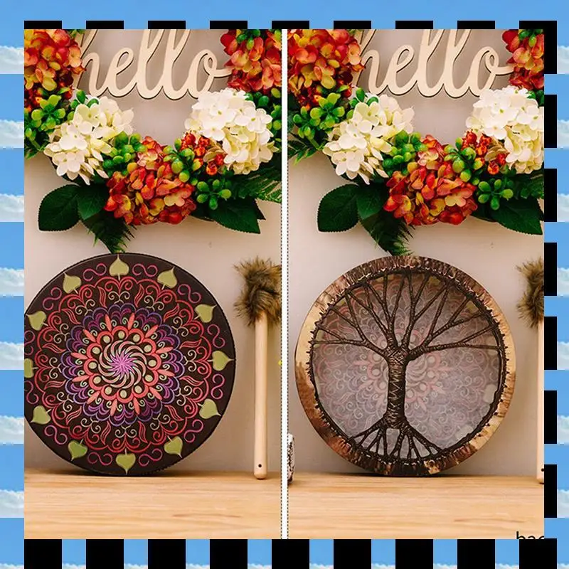 

ABME Bohemian Drums Holiday Decorations Percussion Instruments Drums Holiday Atmosphere Percussion Drums With Mallets C
