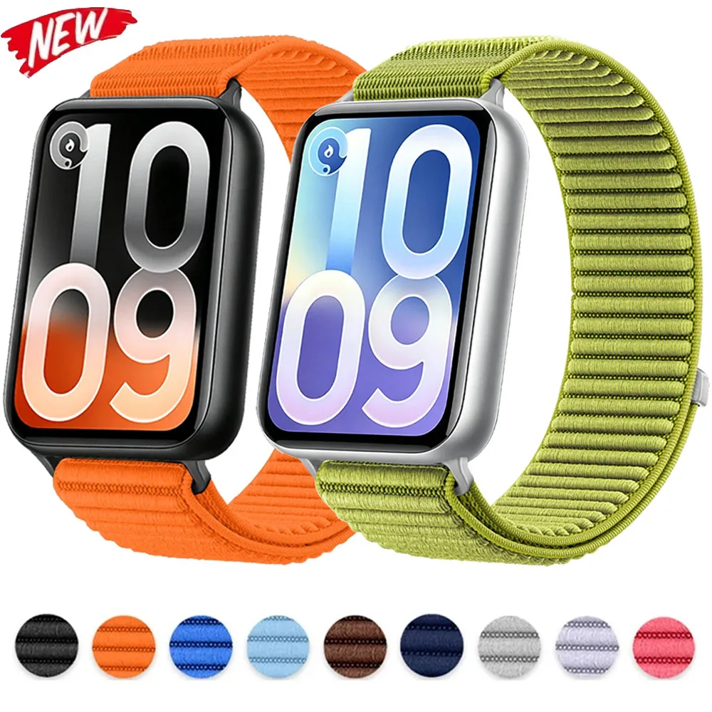 Wellenförmiges Nylon-Geflechtarmband für Xiaomi Mi Band 10/9/8 Pro Komfortables Verstellbares Armband für Redmi Watch 6 5 4 Zubehör Correa
