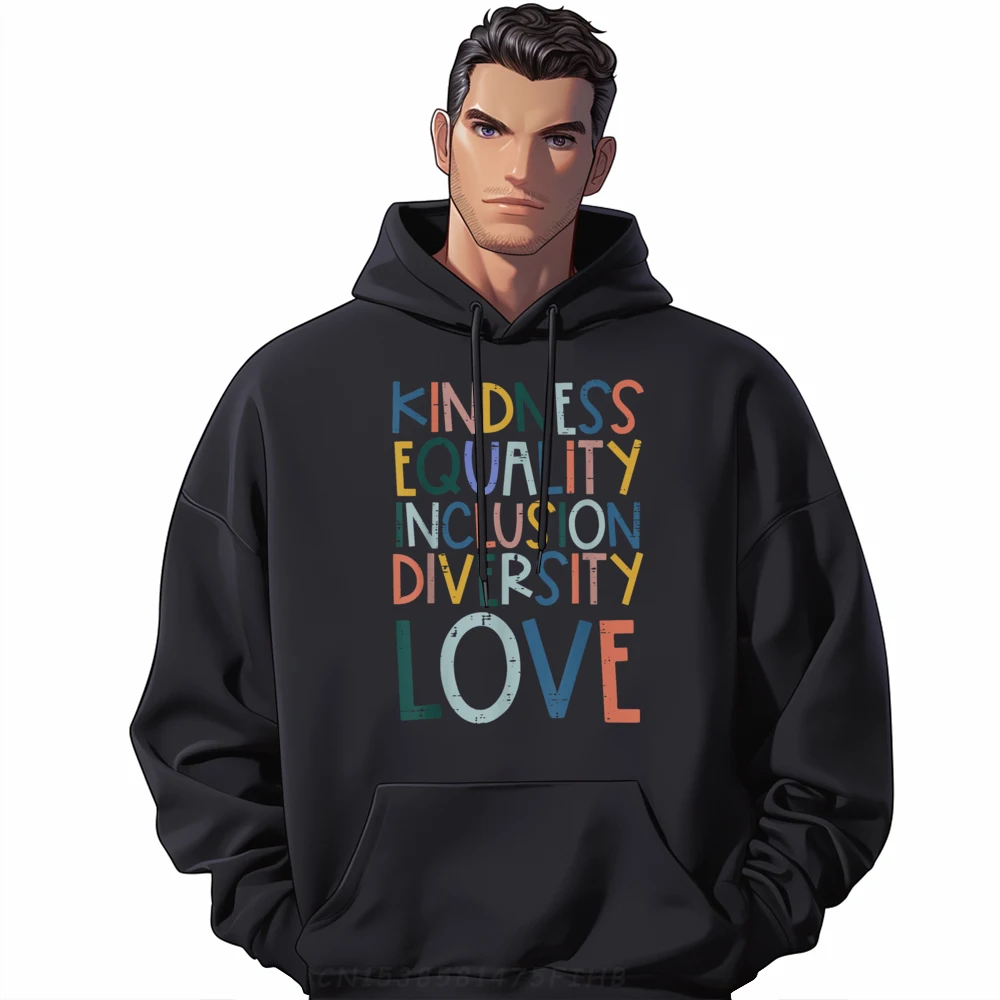 

Hoodies Coats Teacher Kindness Equality Inclusion Love Lovers Day Long Sleeve Crewneck Women's Hoodies Printing Hip Hop