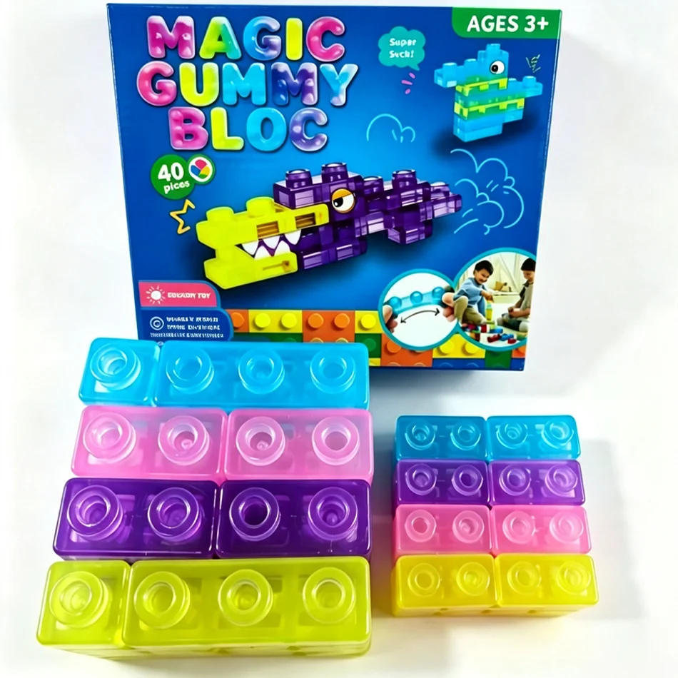 New Jelly Building Blocks, Soft Silicone Decompression Kids Building Blocks Set, Educational Game Gift