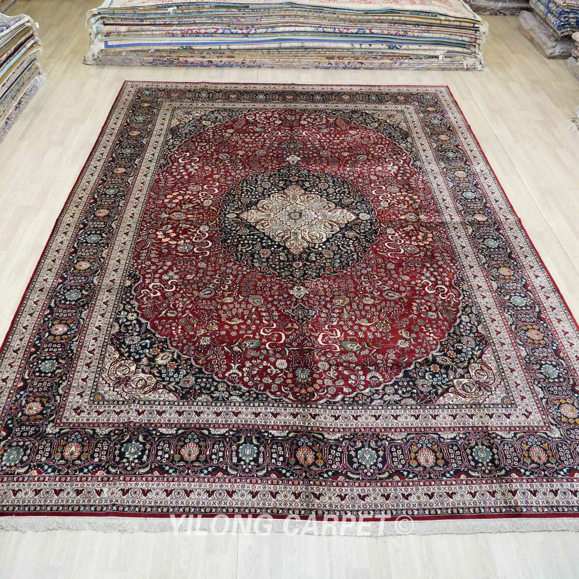 10'x14' Large Handmade Silk Carpet Red Kid Friendly Turkish Oriental Rug (TJ411A)