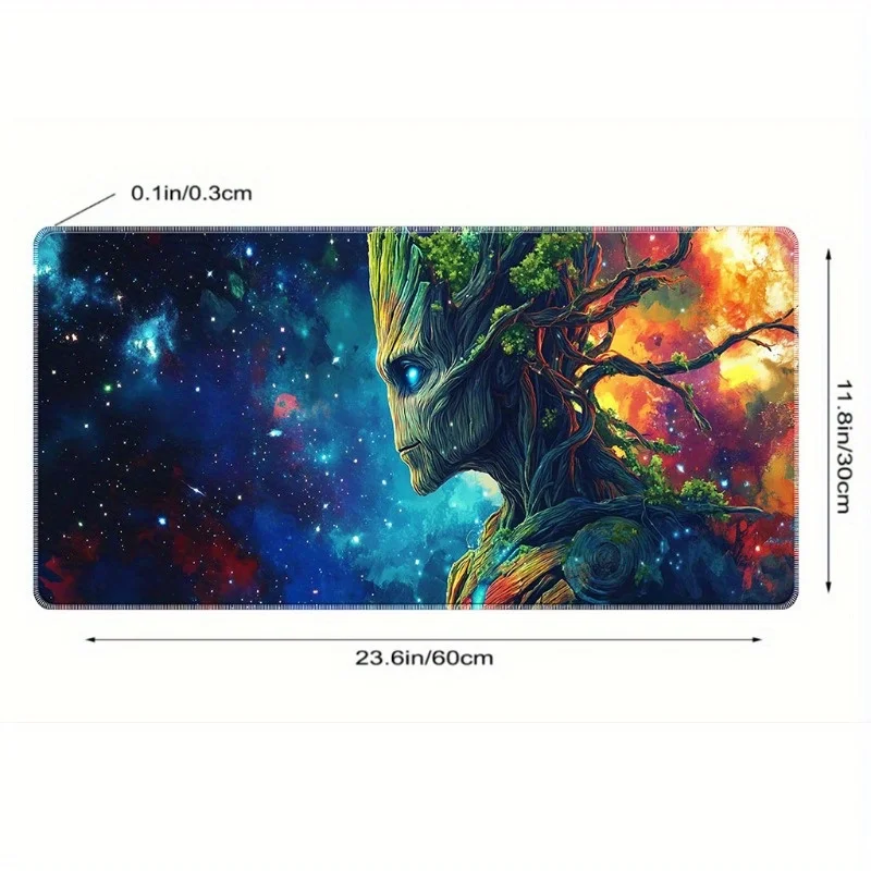 Groot Gaming Mouse Pad - Vibrant Cosmic Design with Superhero Groot, Ideal for Office & Gaming Setup, Rubber Base, Durable & Smo