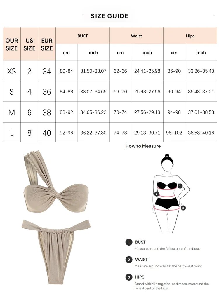 Costume da bagno monospalla da donna Bikini Tanga Set Costumi da bagno a due pezzi Bikini imbottito tinta unita Top Reggiseno Slip Fondo Bikini sexy