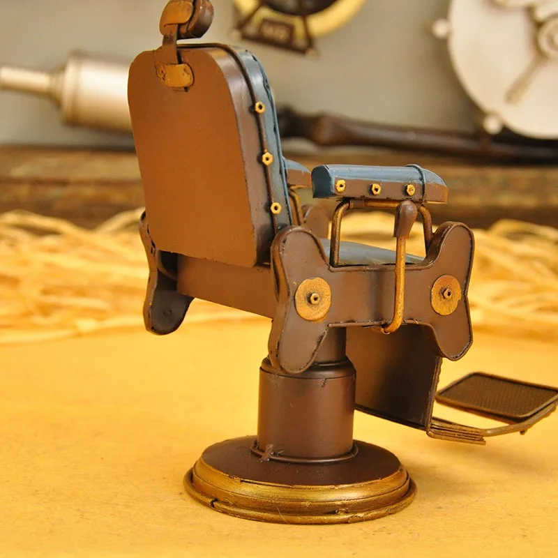 American bar ornament barber shop small chair desktop niche hair salon soft decoration retro bar art opened