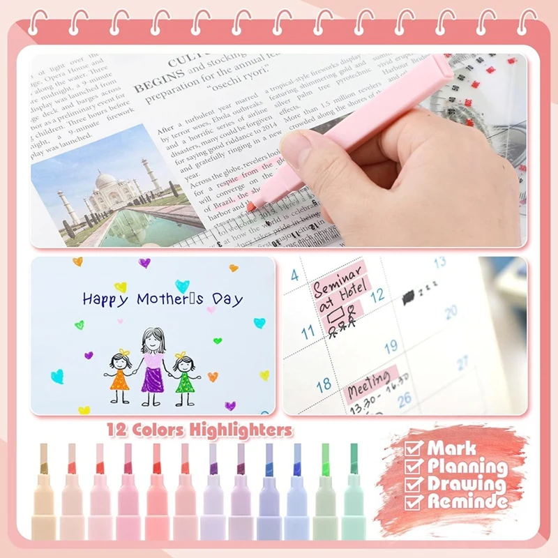 49 قطعة من اللوازم المدرسية الجمالية مع مقلمة وردية، لمجموعة قرطاسية للطلاب