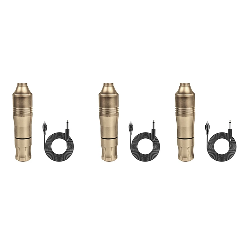 

3X Tattoo Machine Pen Rotary Battery Strong Motor For Artist Body Permanent Makeup Beginner Tattoo Kits Gold