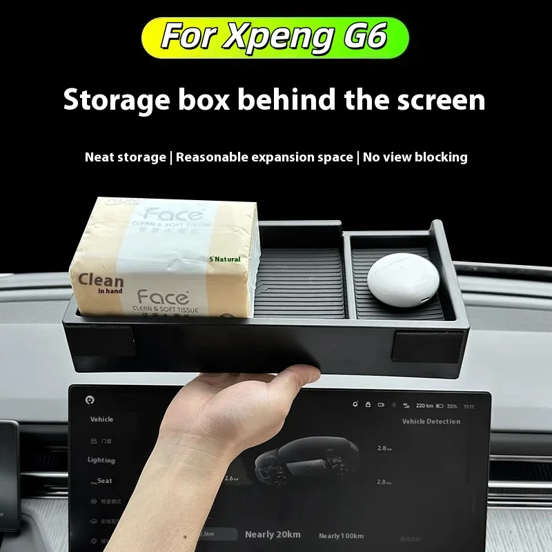 For XPeng G6 XiaoPeng G6 2025 2026 Car Center Console Rear Storage Box Holder For ETC Interior Decorative