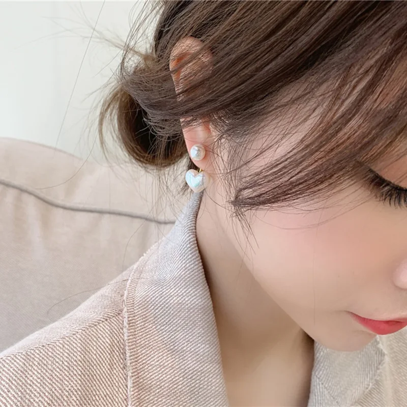 Imitation Pearl Earrings For Women Heart Round Stud Earrings Elegant Love Ear Stud Party Wedding Jewelry Valantine Day Gifts