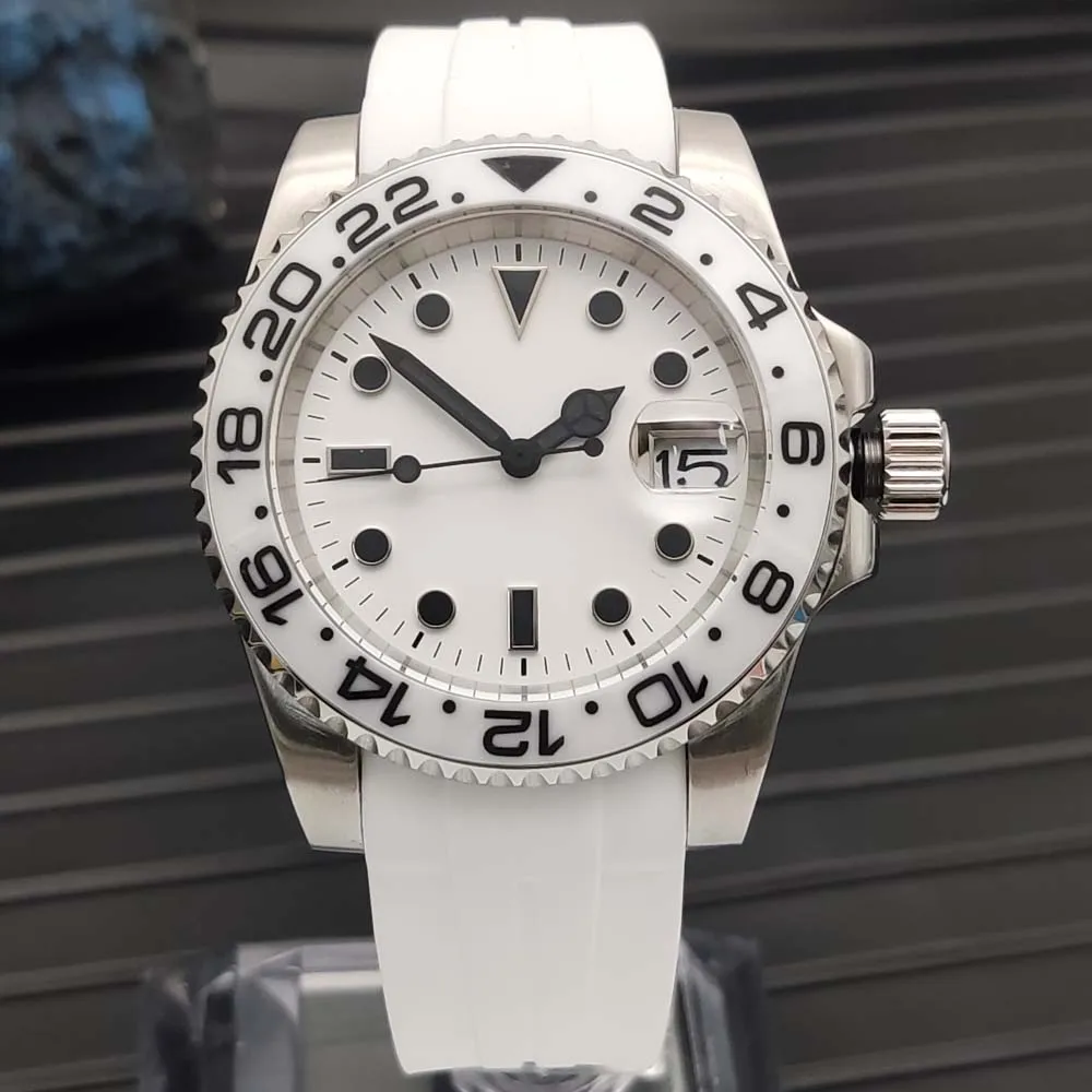 Men\'s White Elegant Fashion Automatic Mechanical Watch Casual Sport Style Watch Sapphire Glass