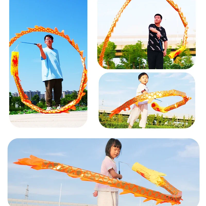 Dragon Dance Ribbon Fitness Throwing Dragon Body Props Children\'s Square Playing Dragons Bamboo Dragon Performance Sports