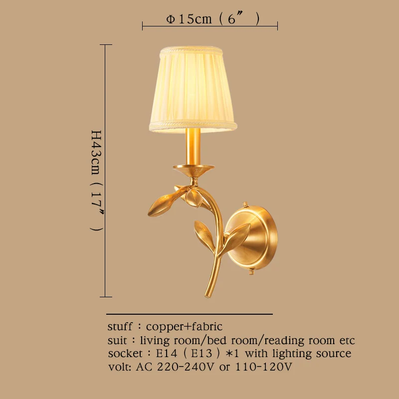 TYLA Indoor Wall Lamps Fixture Copper Modern LED Sconce Contemporary Creative Decorative For Home Foyer Corridor Bedroom 