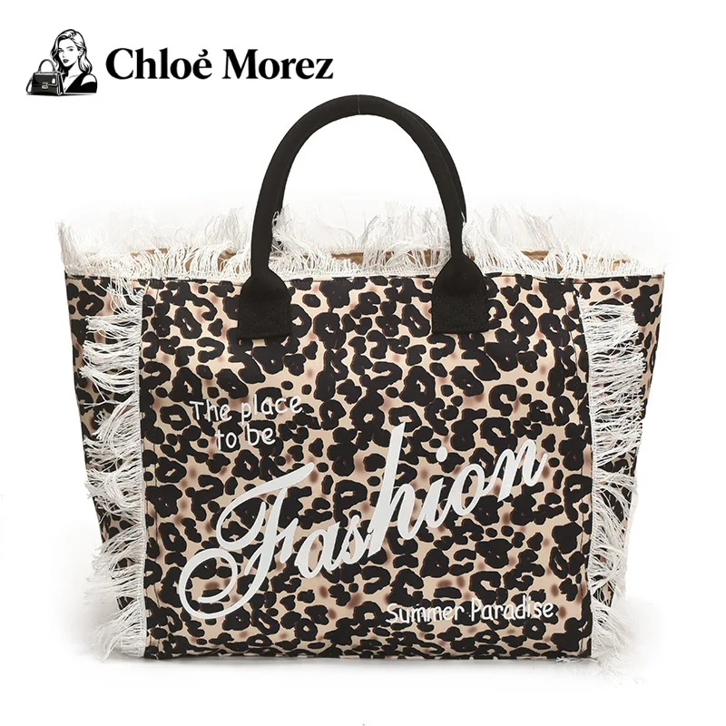 

Women's Bag Beach Large Capacity Single Shoulder Commuting Bag Fashionable Tassel Printed Tote Bag
