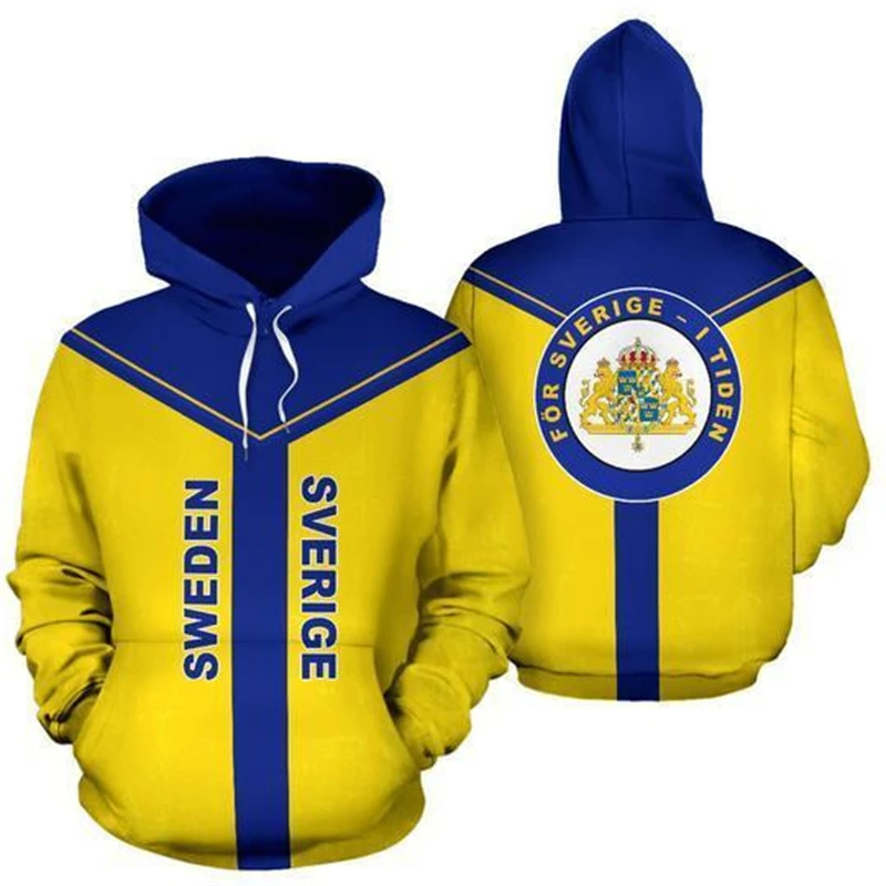 3D All Over Print Sweden Flag Emblem Hoodies Men New Fashion Pullover For Women Sweatshirts Long Sleeve Sports Costumes Kid Tops