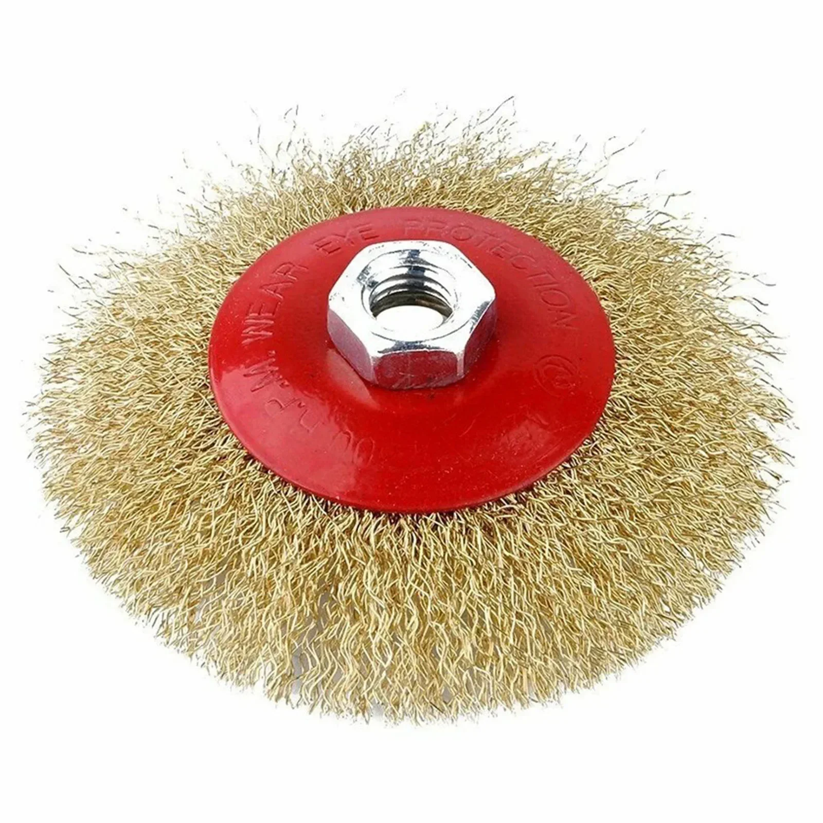 Brosse métallique biseautée en acier plaqué cuivre, filetage M14, distant, meuleuse d\'angle, élimination de la rouille, outil de livres