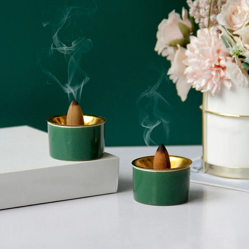 Modern Minimalist Style Green Ceramic Incense Insert, Middle Eastern Arabic Festival, Aromatherapy Burner