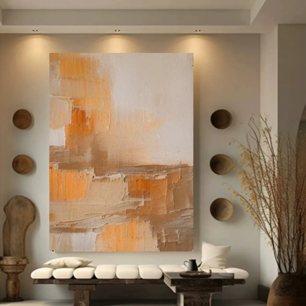 

100% hand drawn yellow texture abstract oil painting original wall painting home living room decoration paint interior aesthetic