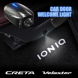 현대 IONIQ Velnster CRETA 로고 범용 무선 자동차 문짝 충전 LED 프로젝터 조명, 웰컴 조명 액세서리, 2 개