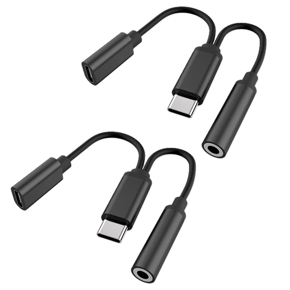 2 Pcs Audio Adapter Type-c Charging Converters Chargers Adapters Earphone Dispenser