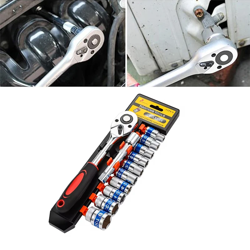 

Набор торцевых ключей с храповым механизмом 1/2 дюйма, набор торцевых ключей из стали CR-V с удлинителем для ремонта автомобилей, дома и гаража