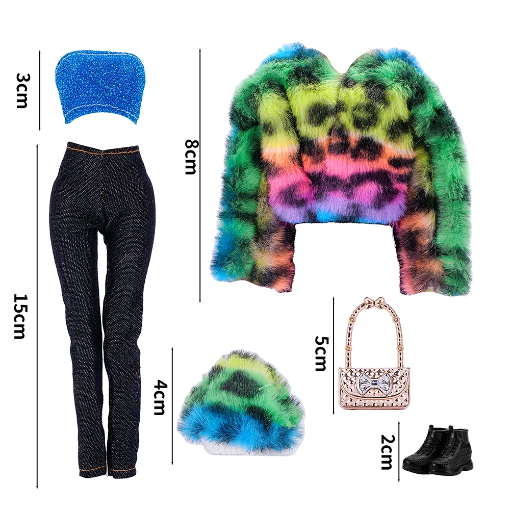 

1 Set Fur Vest Coat Casual Outfit 1/6 Doll Clothes 11.5 inch Dolls Accessories Plush Jacket 30 CM Doll Shoes Hat Child's Gift