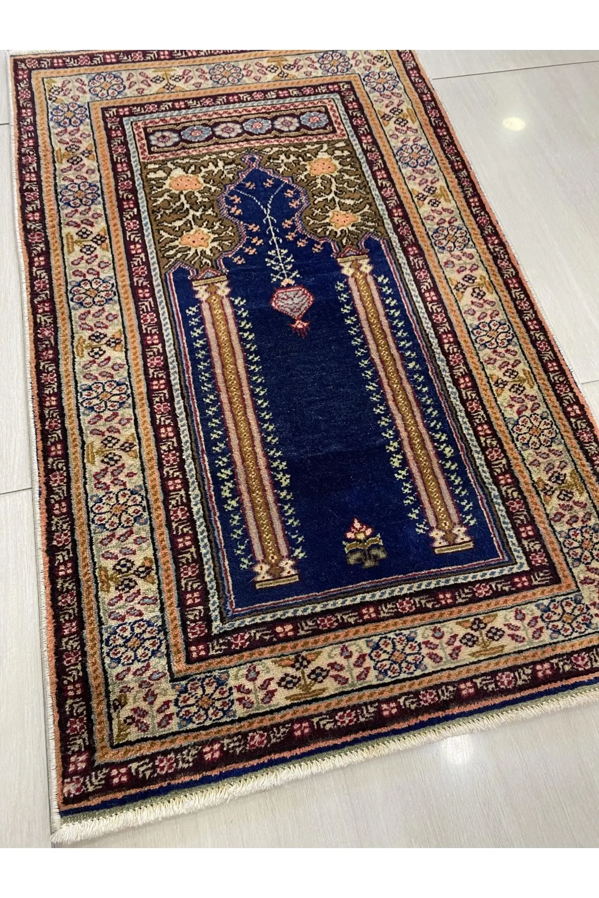 DOLBOVI hand woven prayer prayer rug 67x110 navy blue single small prayer! Meditation Rug