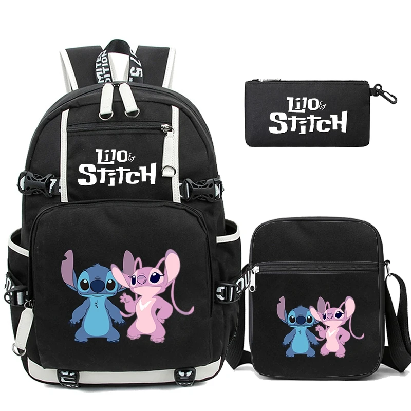 Disney-Sac à dos de dessin animé CAN o Stitch pour enfants, sac à dos pour adolescents, sac d'école avec sac à lunch, cartable pour étudiant garçon et fille, Mochila