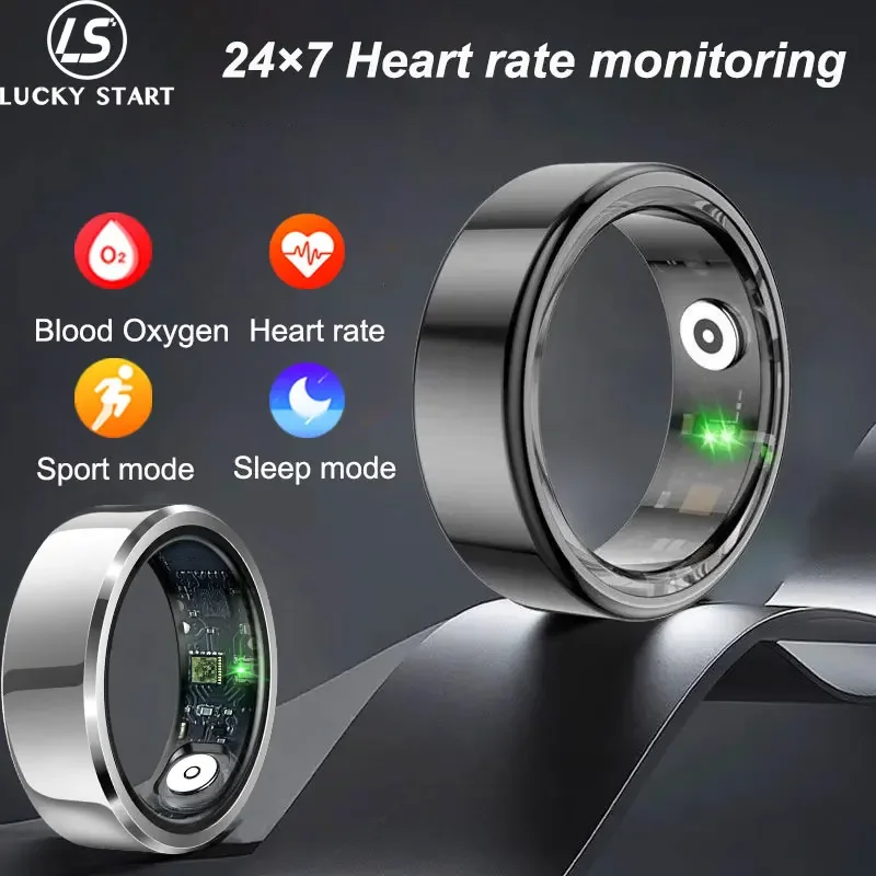 For Xiaomi Stainless Steel Smart Ring Fitness Tracker Charging Box Heart Rate Blood Oxygen Monitor Lightweight Smart Finger Ring