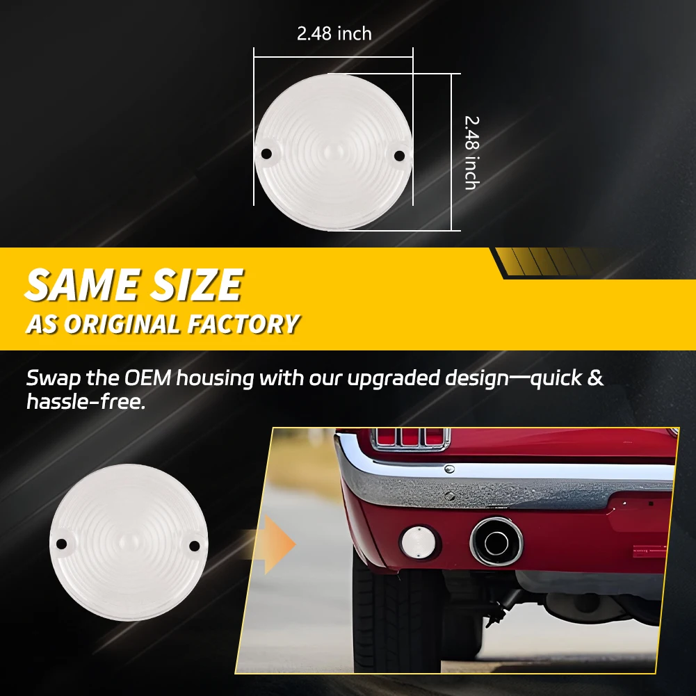 2 Piezas de Reflector de Parachoques Trasero para Ford Mustang 1964-1968, Mercury Cougar 1967 1968, Luz de Freno Trasera, Luz de Reversa, Cubierta de Luz de Respaldo