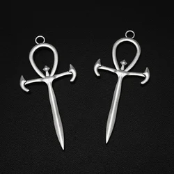 5pcs 63x30mm Vintage Ankh Cross Charms Gothic Vampire Pendants For DIY Keychain Jewelry Making Supplies Accessories