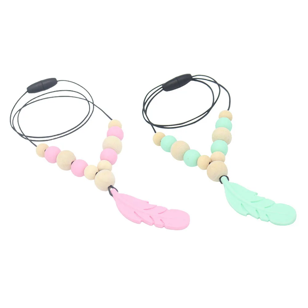 

2 шт. детское ожерелье для прорезывания зубов безопасный жевательный кулон для детских десен молярный детский галстук