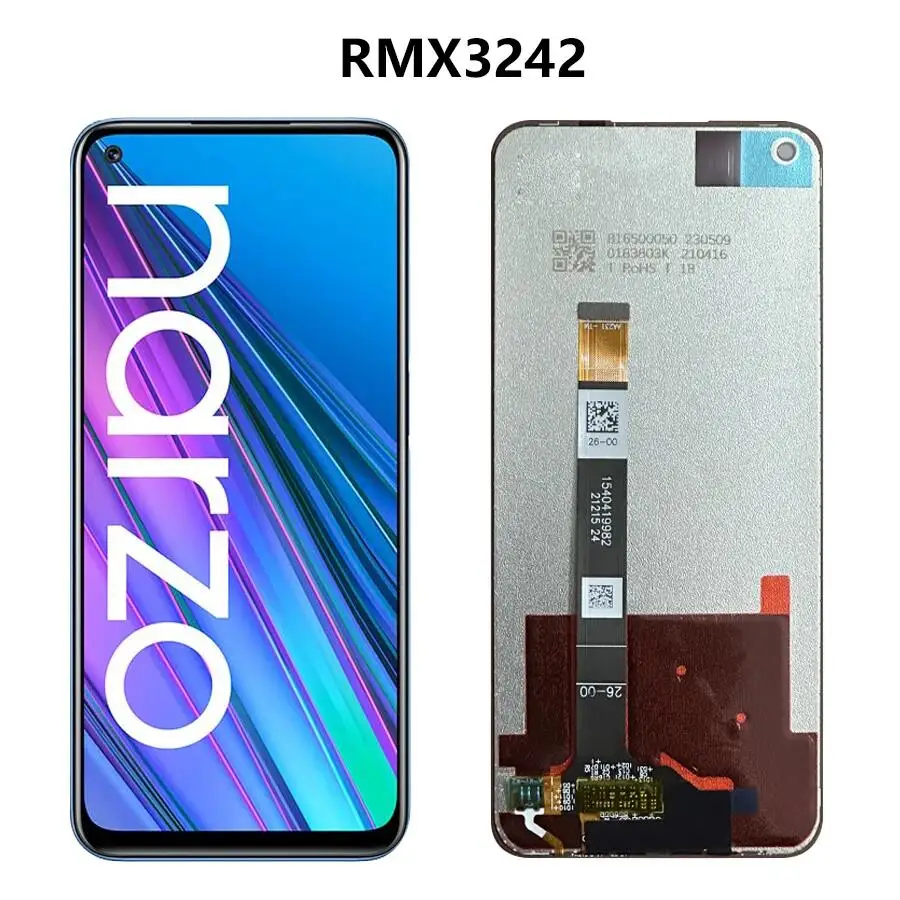 شاشة 6.5 بوصة لـ Realme Narzo 30 5G RMX3242 شاشة LCD مع إطار، مجموعة محول رقمي لشاشة تعمل باللمس لـ Realme Narzo 30 5G LCD