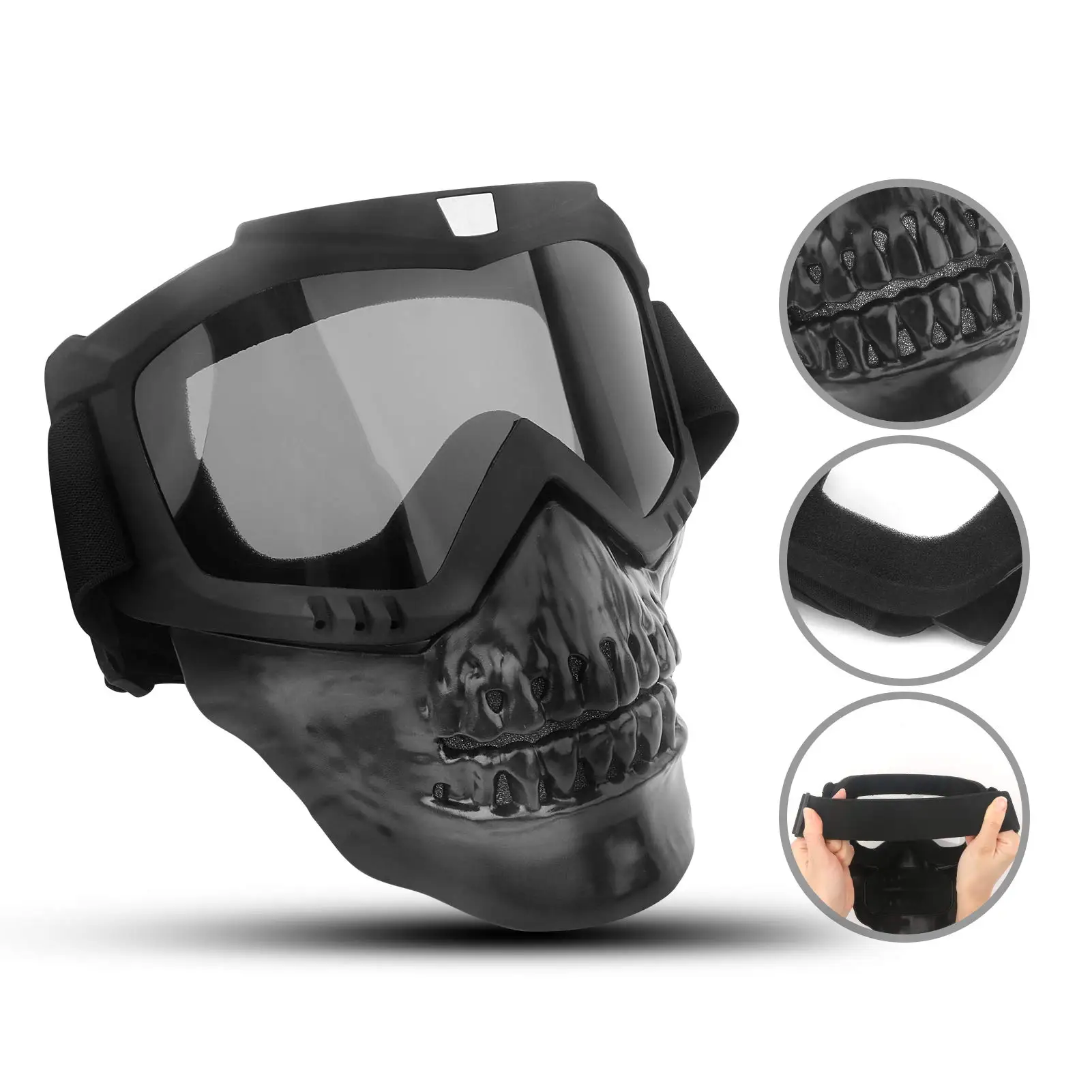 Skull Motorcycle Goggles Mask With Removable Face Mask Motorcycle ATV Racing Goggles Dirt Bike Mx Goggle Glasses Tactical Mask