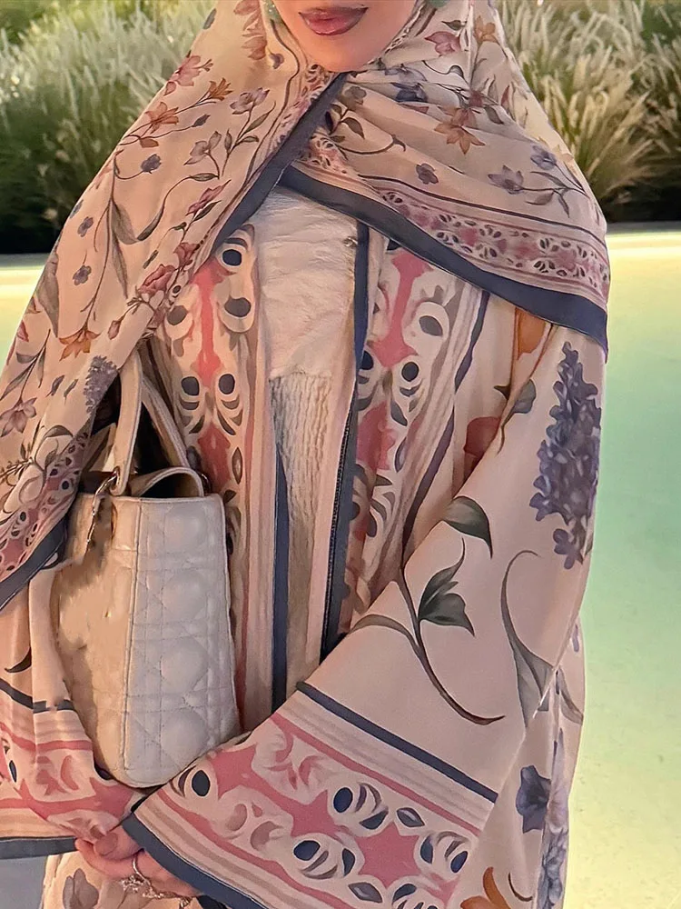 

Осень 2024, модное свободное длинное пальто с принтом, весенние элегантные шифоновые кардиганы с v-образным вырезом, повседневная женская одежда с длинными рукавами и платком