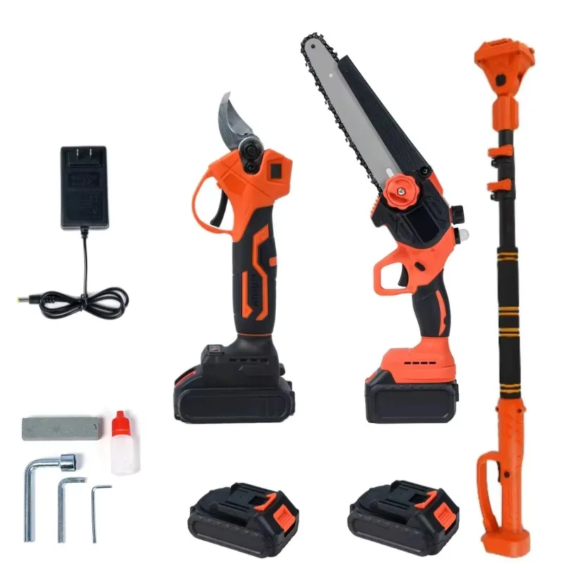 Electric cordless lithium power garden pruning knife SK5 blade material bypass pruning shears telescopic rod two batteries