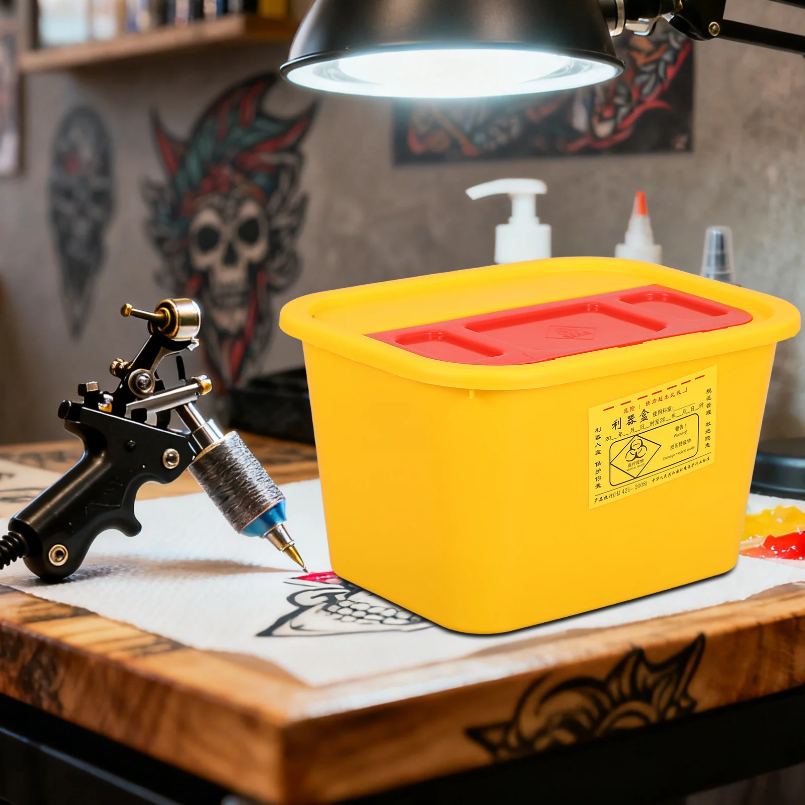 

Sharps Container Yellow Compact Needle Disposal Bin Portable Storage Case Hospital Clinic Safety Waste Holder Leak Proof