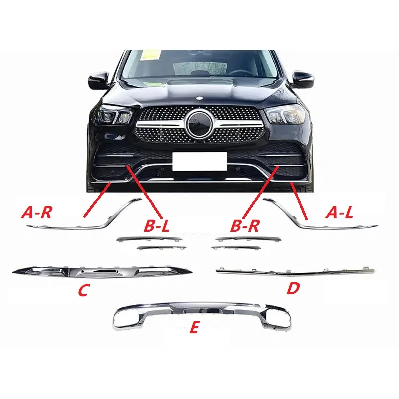 Front bumper bright strip Rear bumper trim strip Bumper electroplating strip For Mercedes Benz GLE Class W167 GLE350 GLE450