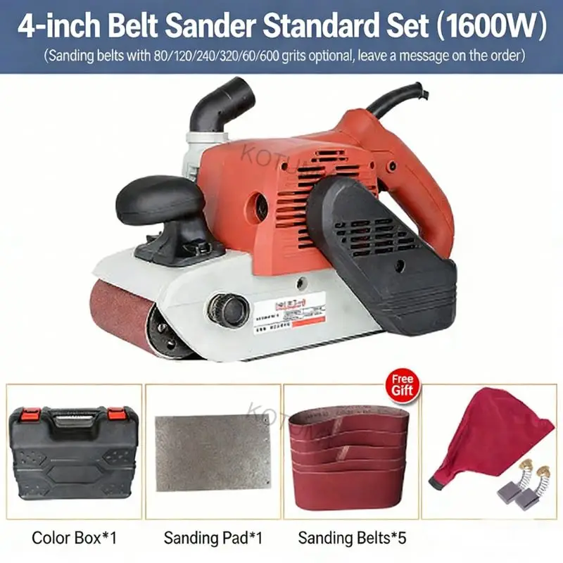 

Portable Tank-Style 4" Electric Sander High Power Woodworking Flat Grinding Belt Sanding Machine