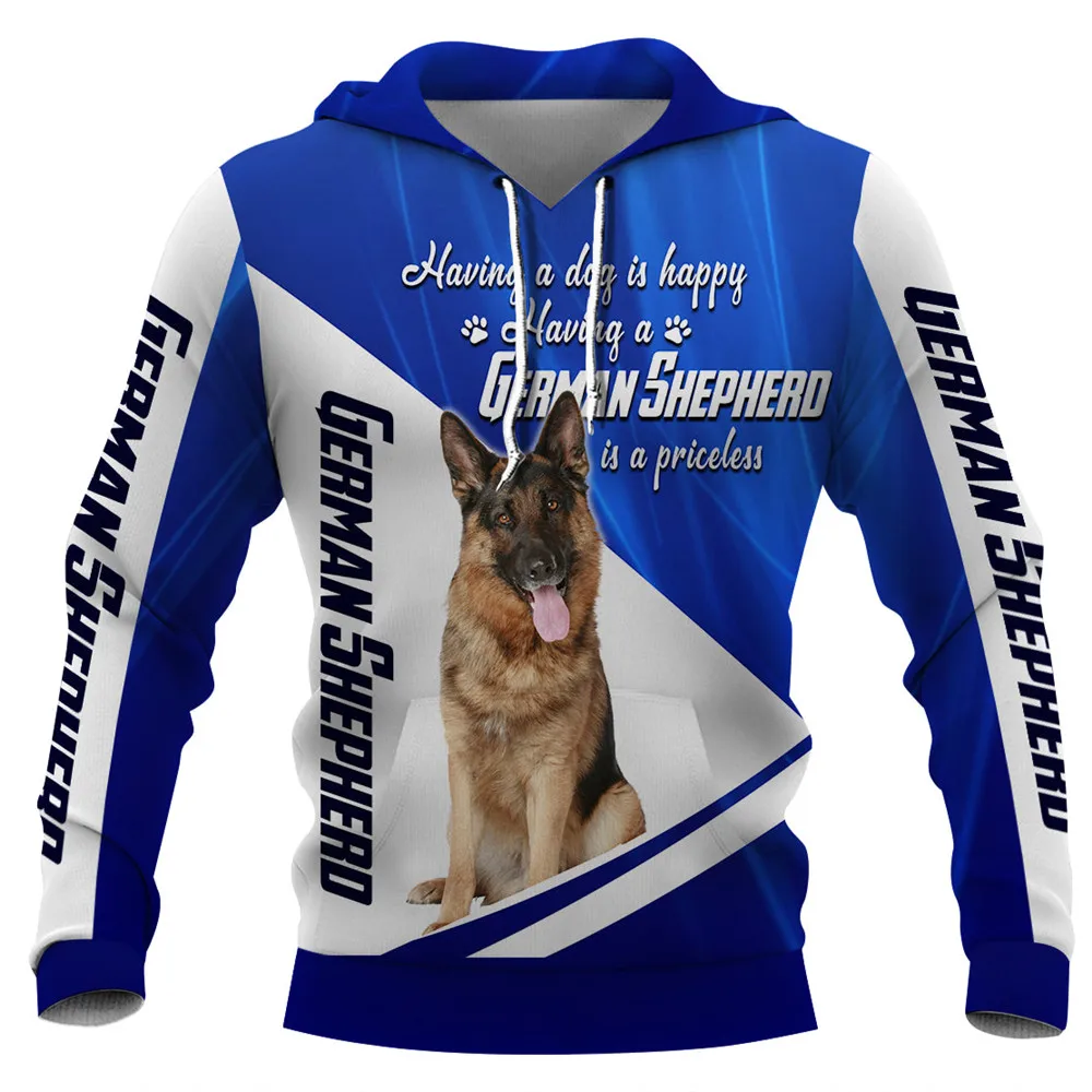 HX German Shepherd Hoodie 3D Graphic Dog is a Priceless Sweatshirts Animal Dog Pug Hoodies Casual Sportswear Dropshipping