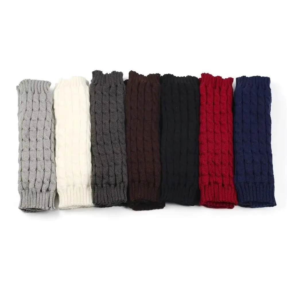

Twist Pattern Knitting Leg Warmers Solid Color Double-Layered Women Leg Warmers Thicken Warm Fleece-Lined Ankle Warmer