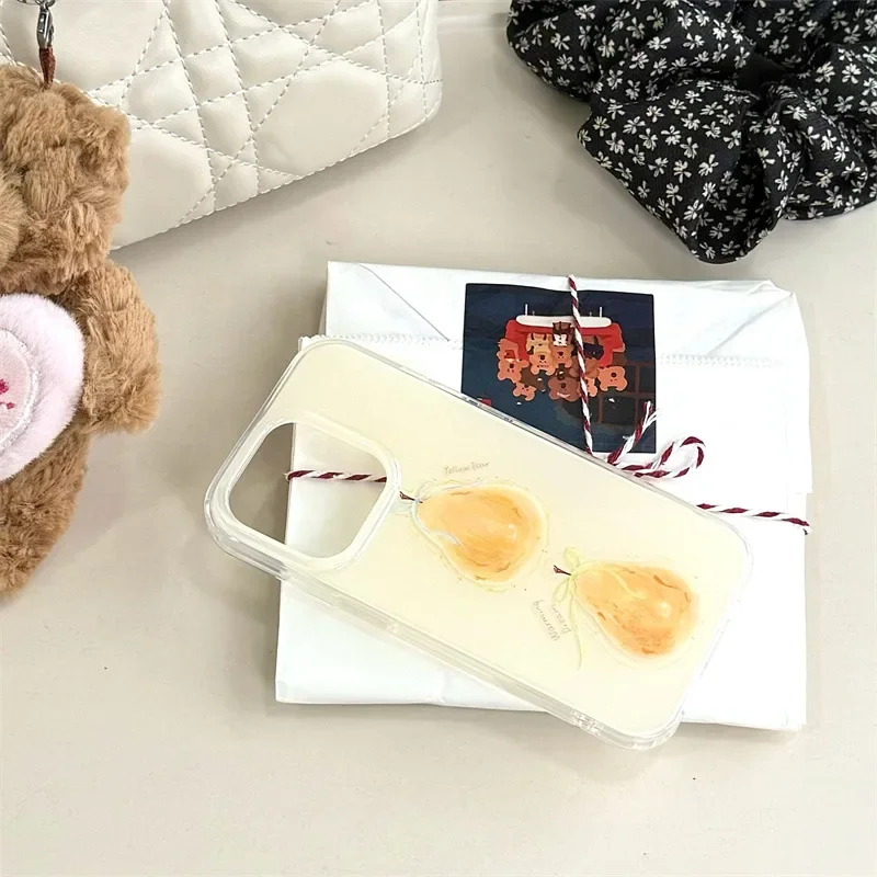 النفط اللوحة الفاكهة الأصفر الكمثرى اللوحة المائية الفن جراب هاتف آيفون 16 15 14 13 برو ماكس حالة لطيف الفاخرة الكرتون غطاء #5