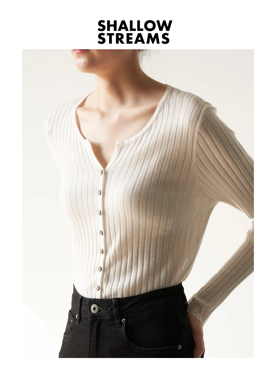 

Шелковый вязаный свитер Camere V-Ne Long Sve, женский повседневный свитер Ele Base irt Small Jaet, весенний повседневный облегающий свитер