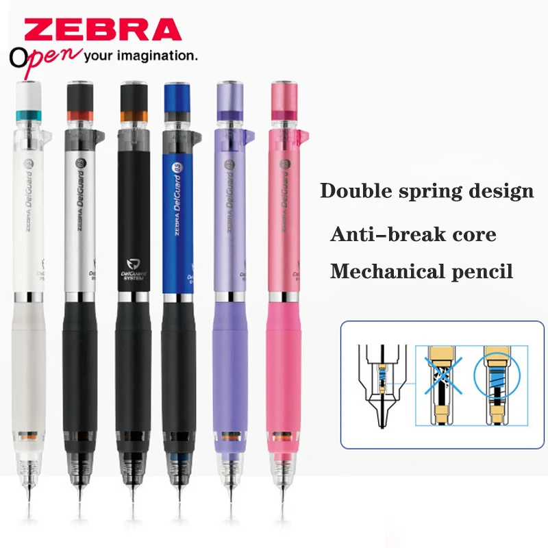 1pcs ZEBRA MA88 0.5mm Double Spring Break Lead Mechanical Pencil  Student Exam Professional Pencil Retractable Rubber