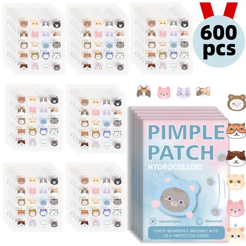 600pcs Cute Cat Shaped Acne Treatment Sticker Invisible Acne Cover Removal Pimple Patch Skin Care 20 Type Acne Treatment Sticker