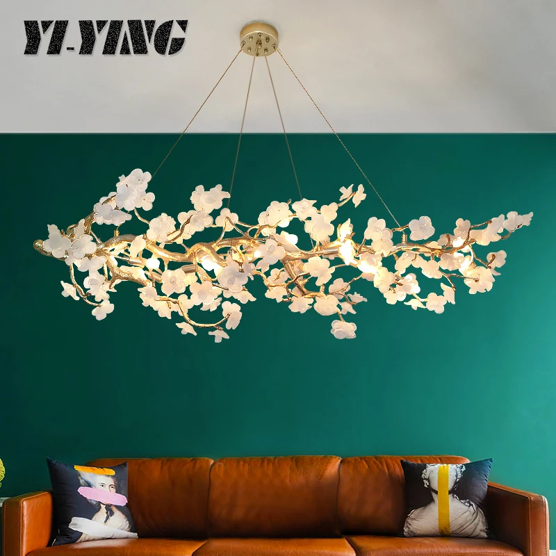 

Modern Chinese style living room chandelier art plum blossom lamp villa creative bedroom decoration flower restaurant lamps
