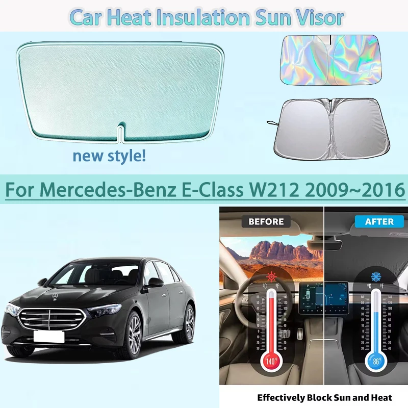 車のフロントガラスサンシェード-uv-反射断熱サンバイザー夏アクセサリーメルセデスベンツ-e-クラス-w212-2009-〜-2016
