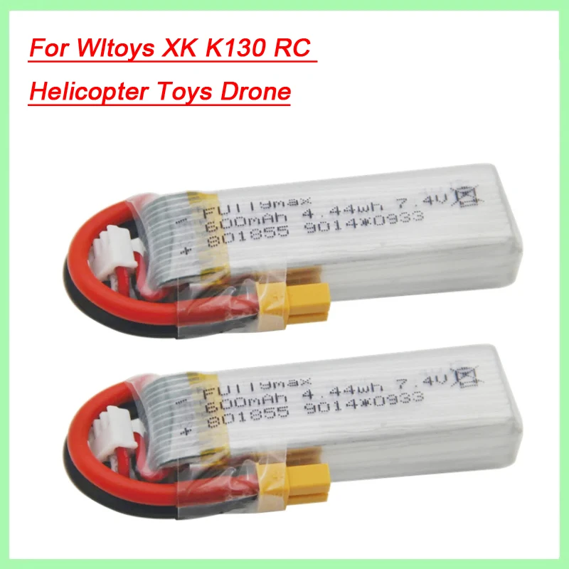 (Wtyczka XT30) 7.4V 600mAh 45C 801855 bateria Lipo dla XK K130 RC sześciokierunkowe bezszczotkowe akcesoria do części zamienne do helikoptera lotek