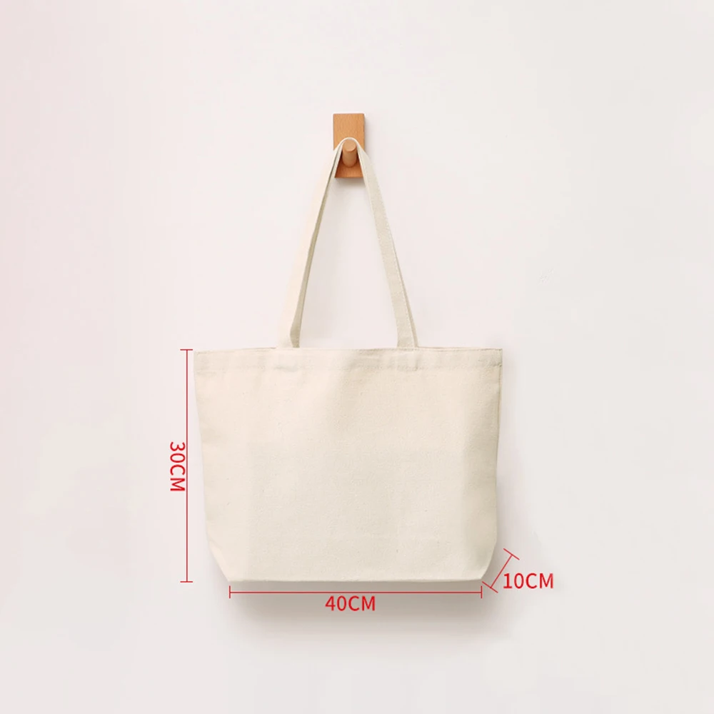 Women Canvas Shoulder Bag Solid Color Ladies Casual Handbag Tote Bag Reusable Large Capacity Cotton Tote Shopping Beach Bag