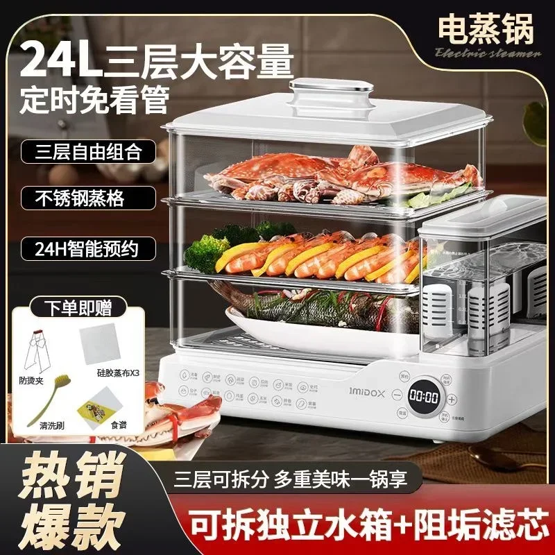 110V/220V Smart Electric Steamer Stainless Steel External Tank Multifunction Compact Large Capacity  AE